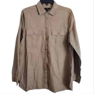 J.Crew Tan Button-Up Shirt with pockets 100% cotton size 12